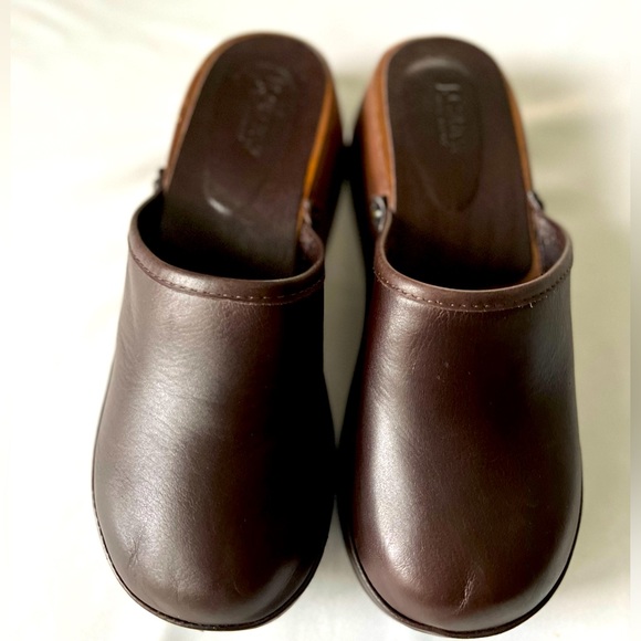 J. Crew Shoes Jcrew Womens Dark Brown Leather Mule Clogs Size 8